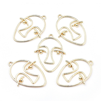 Alloy Pendants, Long-Lasting Plated, Face, Golden, 42x31x2.5mm, Hole: 2x2.5mm