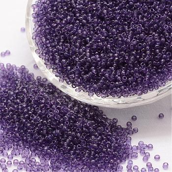 12/0 Glass Seed Beads, Grade A, Round, Transparent Colours, Blue Violet, 1.8~2.0mm, Hole: 0.8mm, about 28000pcs/pound