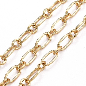 Brass Chains, Oval Link Chains, with Spool, Long-Lasting Plated, Unwelded, Real 18K Gold Plated, Link: 9x4.5x1mm, 5x4x1mm, 5m/Roll