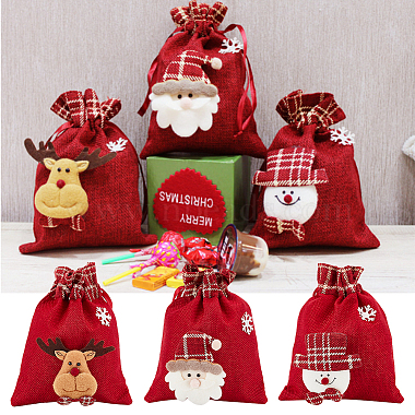 6Pcs 3 Styles Christmas Theme Linen Packing Pouches(ABAG-WR0001-02)-5