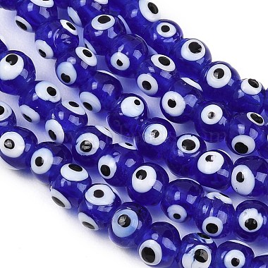 Handmade Evil Eye Lampwork Beads Strands(LAMP-Z021-01B)-3