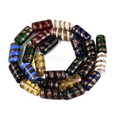 Handmade Gold Sand Lampwork Beads Strands(LAMP-Q041-02)-2