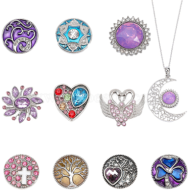 Mixed Color Alloy Rhinestone+Enamel Jewelry Buttons