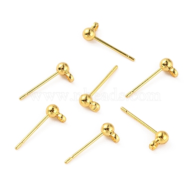 Brass Ball Stud Earring Post(KK-WH0061-10G02)-1