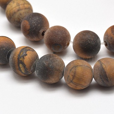 Frosted Natural Tiger Eye Round Bead Strands(X-G-E262-02-10mm)-2