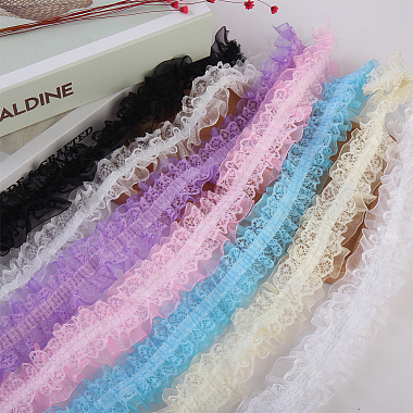 WADORN 10M Double Layer Polyester Flower Elastic Lace Trim(OHAR-WR0001-02B)-5