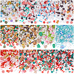 120G 12 Styles Christmas Themed DIY Epoxy Resin Material Filling, including Polymer Clay and Plastic Beads, Mixed Shapes, Mixed Color, 4.5~11.5x1.2~10x0.3~10mm, 10g/style(DIY-SC0027-29)