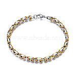 Ion Plating(IP) Two Tone 201 Stainless Steel Byzantine Chain Bracelets, Nickel Free, Real 18K Gold Plated, 8-1/2 inch(21.5cm)(BJEW-S057-95B)