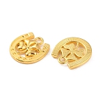 Alloy Pendants, Horseshoes with Clover Charms, Golden, 16x15x2mm, Hole: 2mm(FIND-WH0146-28G)