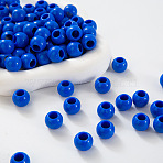 Opaque Acrylic Beads, Large Hole Beads, Rondelle, Blue, 10x8mm, Hole: 5mm, 1200pcs/500g(SACR-WH20002-003B-15)