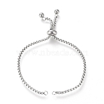 Tarnish Resistant Adjustable 304 Stainless Steel Slider Bracelet/Bolo Bracelets Making, with Box Chains, Stainless Steel Color, 10-1/8 inch(25.6cm), 2.5mm(X-STAS-I153-02P)