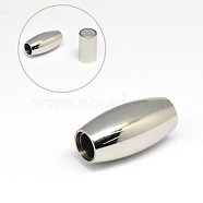 304 Stainless Steel Magnetic Clasps with Glue-in Ends, Barrel, 21x10mm, Hole: 5mm(STAS-K006-27C)