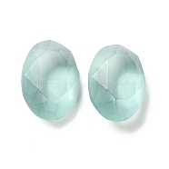 Frosted Glass Rhinestone Cabochons, Faceted, Pointed Back, Egg Shape, Light Azore, 14x10x5.5mm(RGLA-G022-05A-361)