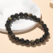 Natural Golden Sheen Obsidian Bead Stretch Bracelets, Round, Inner Diameter: 2-1/8 inch~2-3/8 inch(5.5~6cm), Bead: 8mm(BJEW-K212-B-020)