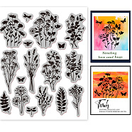 Rubber Clear Stamps, for Card Making Decoration DIY Scrapbooking, Flower, 22x18x0.8cm(DIY-WH0251-027)