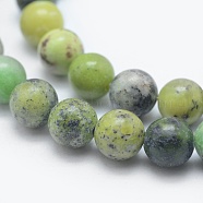 Natural Serpentine Beads Strands, Round, 8~8.5mm, Hole: 1.2mm, about 45pcs/strand, 15.35 inch(39cm)(G-E489-02A-8mm)