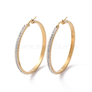 304 Stainless Steel Hoop Earrings, with Polymer Clay and Rhinestone, Ring, Golden, Crystal, 51x49x3.5mm(EJEW-N0031-11G-01E)