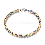 Ion Plating(IP) Two Tone 201 Stainless Steel Byzantine Chain Bracelet for Men Women, Nickel Free, Real 18K Gold Plated, 8-1/2 inch(21.5cm)(BJEW-S057-95B)