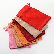 Polyester Imitation Burlap Packing Pouches Drawstring Bags, Mixed Style, Mixed Color, 180x130mm(ABAG-R004-18x13cm-M)