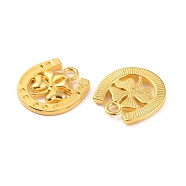 Alloy Pendants, Horseshoes with Clover Charms, Golden, 16x15x2mm, Hole: 2mm(FIND-WH0146-28G)