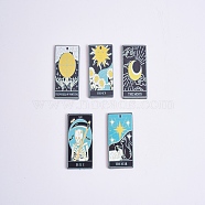 15Pcs 5 Style Printed Acrylic Pendants, Rectangle with Tarot Pattern, Mixed Color, 39.5x27x2mm, Hole: 1.8mm, 3pcs/style(OACR-SZ0001-33)