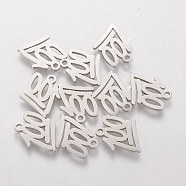 Tarnish Resistant 201 Stainless Steel Charms, Number 100, Stainless Steel Color, 11.3x12.5mm(STAS-Q201-T177)