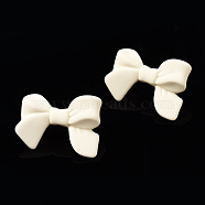 Spray Painted CCB Plastic Bowknot Stud Earring Findings, White, 24x33mm, Hole: 1.2mm, Pin: 0.7mm(CCB-Q091-07G)