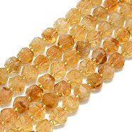 Natural Citrine Beads Strand, Octagonal, Faceted, 9~10.5x9~10.5x7.5~8.5mm, Hole: 1mm, about 36~40pcs/strand, 15.35~15.55 inch(39~39.5cm)(G-I376-A46-01)