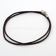 Leather Cord Necklace Making, with Brass Lobster Claw Clasps and Brass Tail Chains, Coconut Brown, 18~18.5 inch(MAK-F002-09)