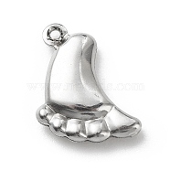 304 Stainless Steel Pendants, Footprint Charms, Stainless Steel Color, 15x12.4x3.3mm, Hole: 1mm(STAS-D243-07)