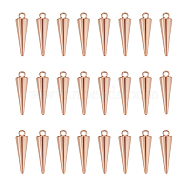 24Pcs Ion Plating(IP) 201 Stainless Steel Pendants, Cone Charm, Rose Gold, 18.5x5.5mm, Hole: 1.5mm(STAS-UN0049-37)