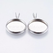 304 Stainless Steel Pendant Cabochon Settings, Plain Edge Bezel Cups, Flat Round, Stainless Steel Color, Tray: 14mm, 20.5x16x2mm, Hole: 2x3mm(STAS-I069-37-14MM)