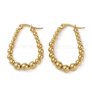 304 Stainless Steel Hoop Earrings, Jewely for Women, Golden, Teardrop, 23.5x5mm(EJEW-K278-13A-G)