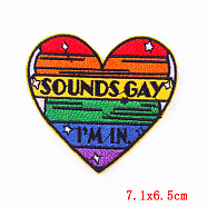 Computerized Embroidery Cloth Iron on/Sew on Patches, Costume Accessories, Heart Pattern, 65x71mm(PATC-PW0002-12D)