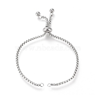 Adjustable 304 Stainless Steel Slider Bracelet/Bolo Bracelets Making, with Box Chains, Stainless Steel Color, 10-1/8 inch(25.6cm), 2.5mm(X-STAS-I153-02P)