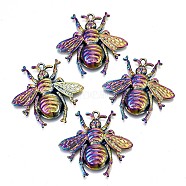 Alloy Pendants, Cadmium Free & Lead Free, Bees, Rainbow Color, 38x40x6mm, Hole: 3x2mm(PALLOY-N156-047-RS)