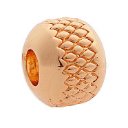 Brass Beads, Big Hole,Tyre, Rose Gold, 8x6.5mm, Hole: 3.5mm, 3pcs/bag(KK-T030-LA836-3X3)