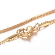 304 Stainless Steel Snake Chain Necklaces, with Lobster Claw Clasps, Golden, 2.2mm, 17.7 inch(45cm)(NJEW-F195-02A-G)