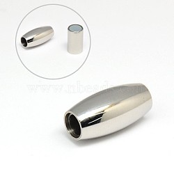 Tarnish Resistant 304 Stainless Steel Magnetic Clasps with Glue-in Ends, Barrel, 21x10mm, Hole: 5mm(STAS-K006-27C)