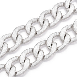 Aluminum Textured Curb Chains, Cuban Link Chains, Unwelded, Platinum, 31.5x23.5x5.5mm(CHA-N003-05P)