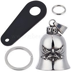 Gorgecraft DIY Motorcycle Bike Bell Making Kit for Lucky Keychain, Including Stainless Steel Pendant & Keychain Blanks, Stainless Steel Keychain Clasps, Stainless Steel Color, 40x28mm(FIND-GF0003-65)