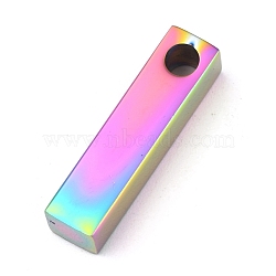 Ion Plating(IP) 304 Stainless Steel Pendants, Rectangle/Bar, Rainbow Color, 20x5x5mm, Hole: 3mm(STAS-G208-03M)