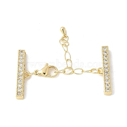 Brass Cubic Zirconia Chain Extender, Rack Plating, Long-Lasting Plated, Lead Free & Cadmium Free, Rectangle, Real 18K Gold Plated, 32mm, Hole: 0.9mm(KK-F893-01G)