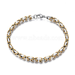 Ion Plating(IP) Two Tone 201 Stainless Steel Byzantine Chain Bracelet for Men Women, Nickel Free, Real 18K Gold Plated, 8-1/2 inch(21.5cm)(BJEW-S057-95B)