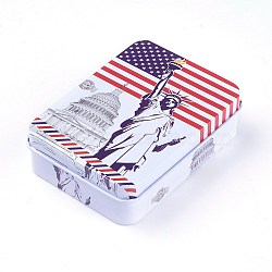 Mini Cute Tinplate Storage Box, Jewelry Box, Candy Box, Rectangle with the Statue of Liberty Pattern, Red, 9.5x6.9x2.6cm(CON-WH0061-A01)