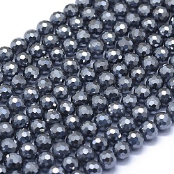 Terahertz Stone Beads Strands, Faceted, Round, 8mm, Hole: 1mm, about 51pcs/strand, 15.35 inch(39cm)(G-D0013-77D)