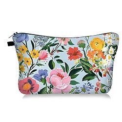 Polyester Cosmetic Pouches, Waterproof Clutch Bag, Toilet Bag for Women, Flower, Colorful, 22.5x13.5cm(PW-WG12CC8-02)