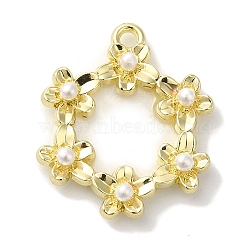 Flower Rack Plating Alloy Pendants, with ABS Acrylic, Cadmium Free & Nickel Free & Lead Free, Golden, 18.5x21.5x4mm, Hole: 1.6mm(FIND-I039-023A-G)