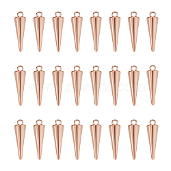 24Pcs Ion Plating(IP) 201 Stainless Steel Pendants, Cone Charm, Rose Gold, 18.5x5.5mm, Hole: 1.5mm(STAS-UN0049-37)