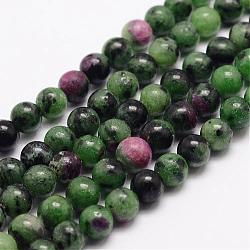 Natural Ruby in Zoisite Bead Strands, Round, 12mm, Hole: 1mm, about 32pcs/strand, 15.5 inch(G-K153-B18-12mm)